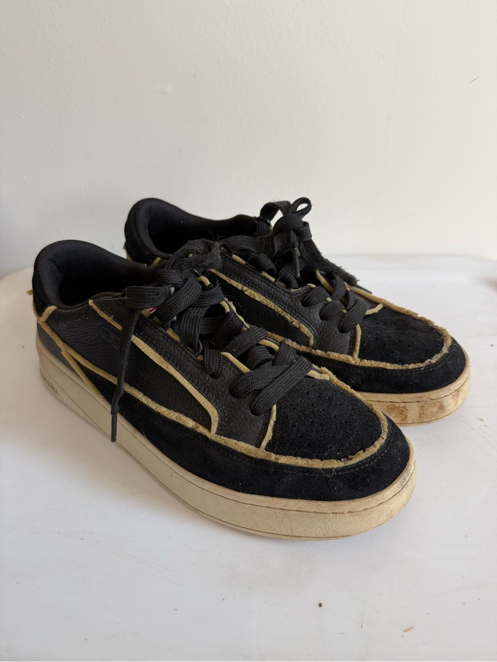 Black Suede Men’s Sneakers with Tan Trim